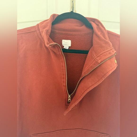 Target A New Day Cognac Brown Quarter Zip Fleece Pullover Sweater Size XL - Picture 4 of 8